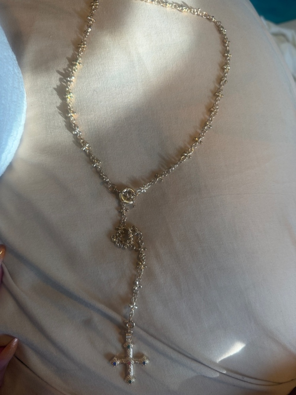 Delicate Gold Cross Lariat Necklace - Women Jewelry